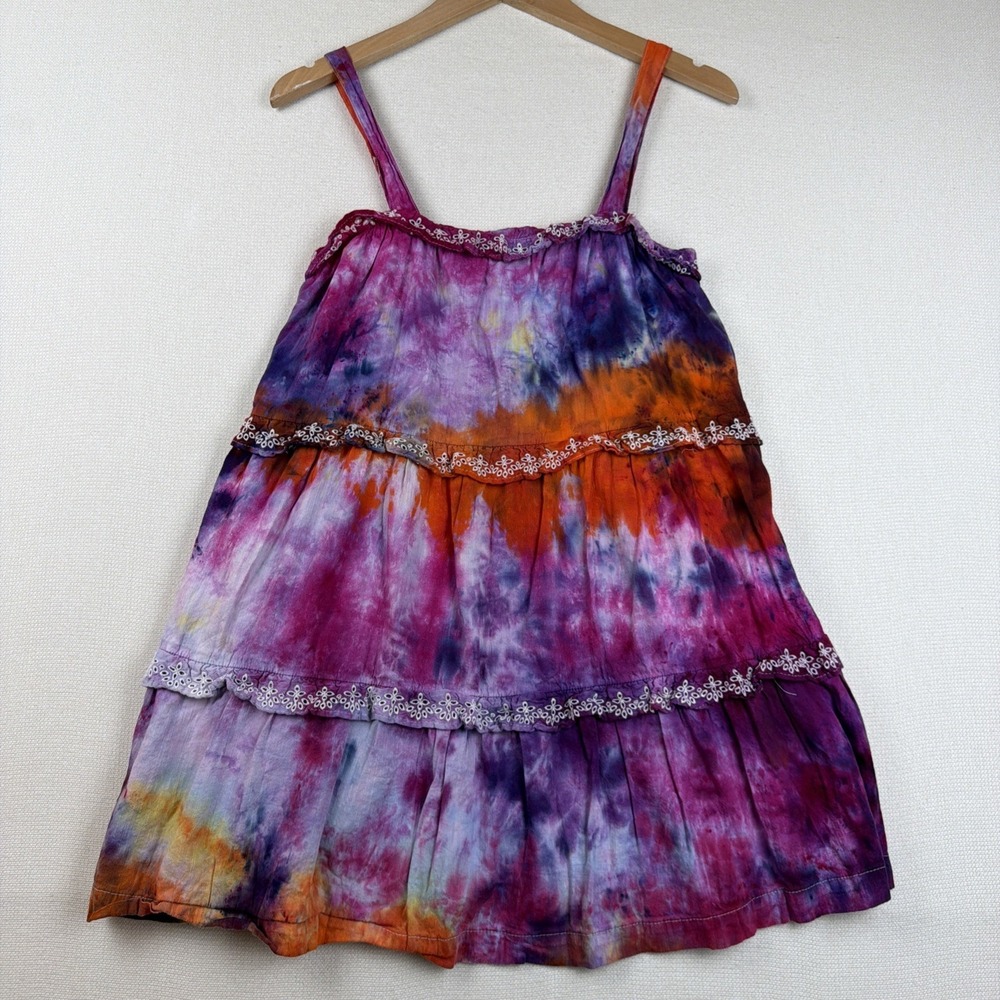 Old Navy Girls‎ Tie Dye Tiered Dress Size L (10-12) Casual Spaghetti Straps Fun